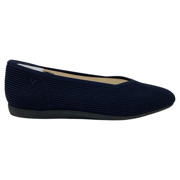Vivaia Margot 2.0 Dark Navy Blue Ribbed Knit Square-Toe V-Cut Ballet Flats 10W - Picture 5 of 10